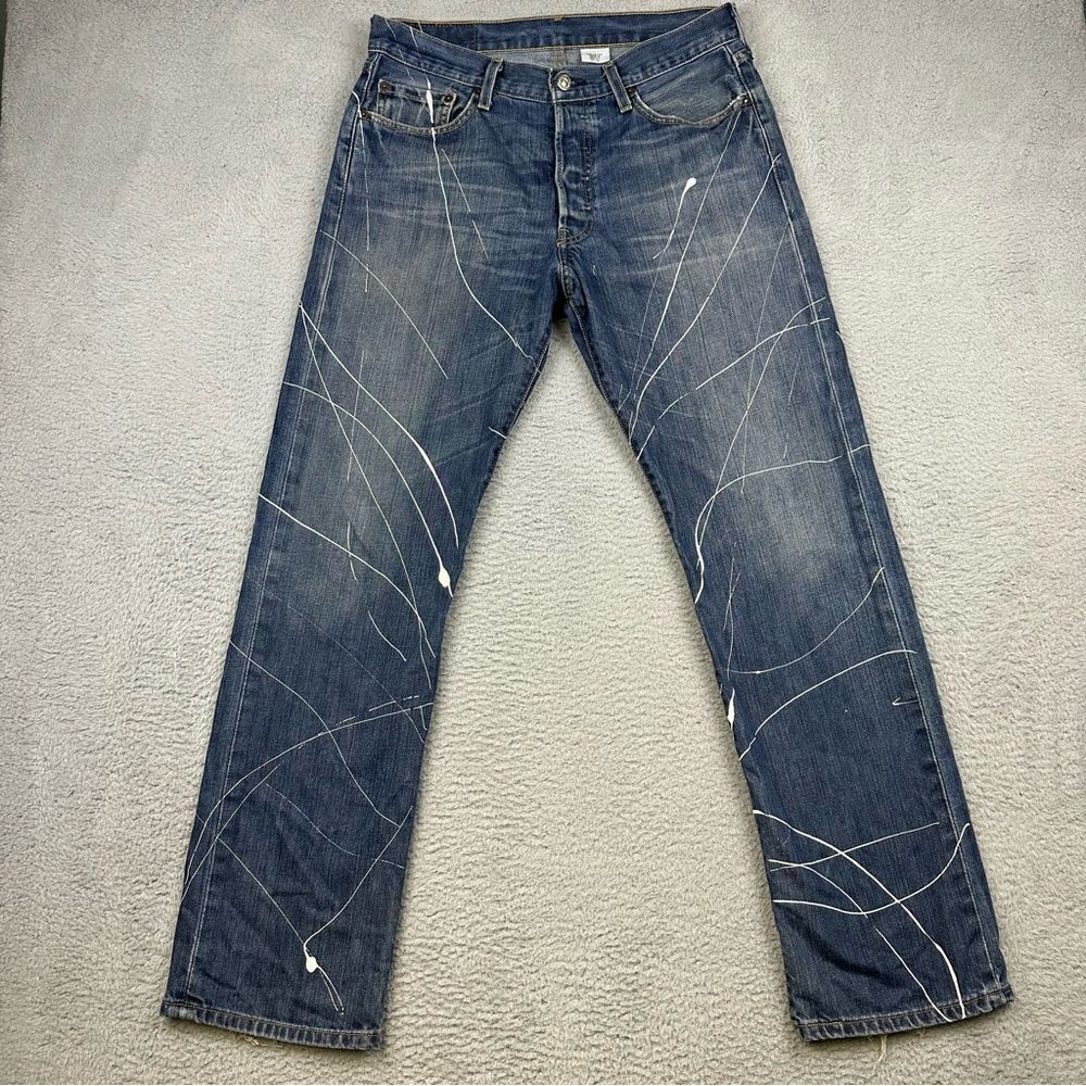 Levi's 501 Jeans in Dark Blue with White Paint Splatter 32